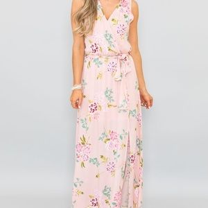 Peach Love Pink Floral Maxi Dress